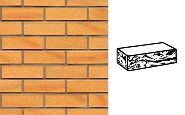Кирпич клинкерный облицовочный 7-щелевой Muhr 02 Gelb Bunt готик, 250*120*65 мм