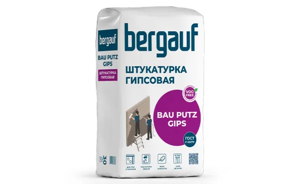 Штукатурка гипсовая Bergauf BAU PUTZ GIPS, 30 кг