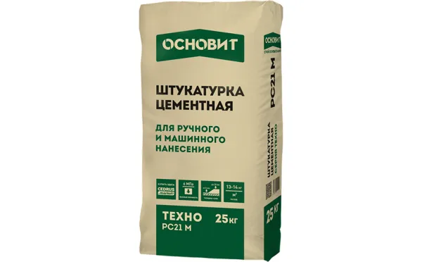Штукатурка цементная Основит ТЕХНО PC21 M, 25 кг