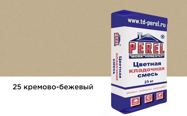 Цветной кладочный раствор Perel VL 5225 кремово-бежевый зимний, 25 кг