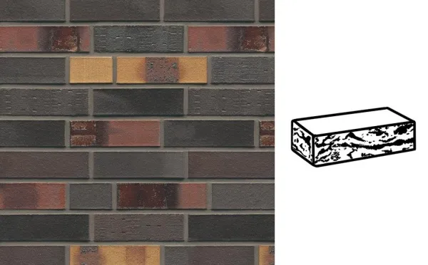 Кирпич клинкерный Muhr 40 Kobalt Spezial geflammt готик, 240*55*71 мм