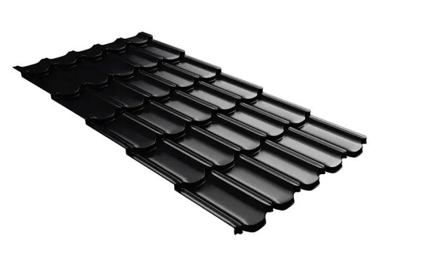 Металлочерепица Grand Line Kvinta plus 3D PurPro Matt RAL 9005 черный