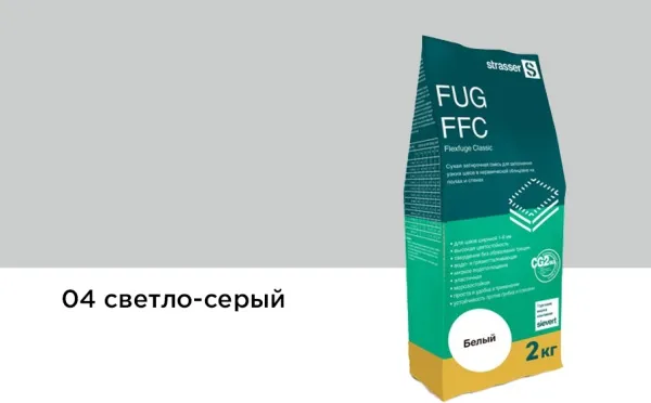 Сухая затирочная смесь strasser FUG FFC для узких швов 04 светло-серый, 2 кг