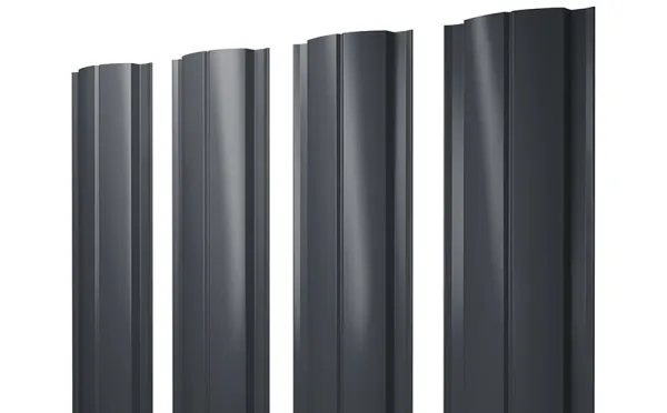 Штакетник Полукруглый Slim 0,5 Drap TX RAL 7024 мокрый асфальт