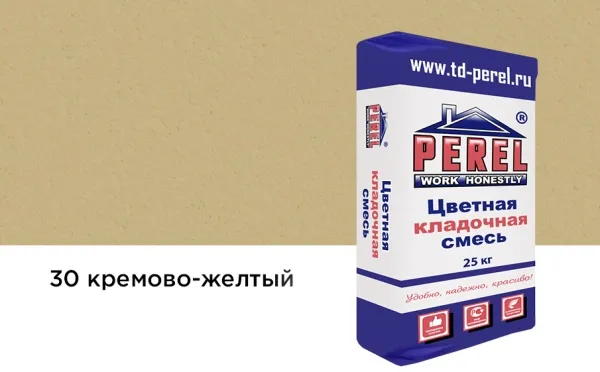 Цветной кладочный раствор Perel VL 5230 кремово-желтый зимний, 25 кг