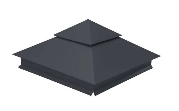Колпак на столб Grand Line двойной 390*390 мм 0,45 Drap TX с пленкой RAL 7024
