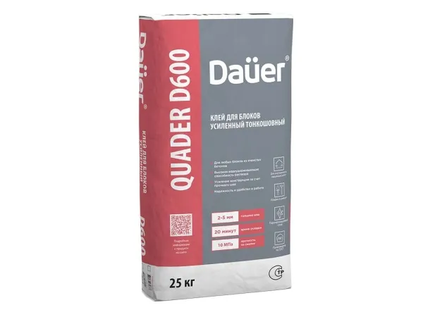 Клей монтажный тонкошовный Dauer QUADER BLOCK D600, 25 кг