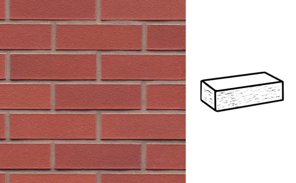 Кирпич клинкерный облицовочный 7-щелевой Muhr 03 Naturrot рустик, 250*120*65 мм