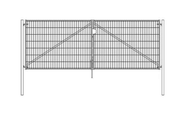 Распашные ворота Grand Line Light NoLock, RAL 6005, 2030*4000 мм