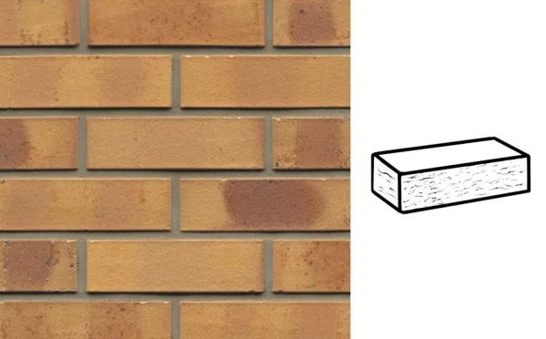 Кирпич клинкерный Muhr 06 K Hellbraun-bunt Kohle рустик, 240*55*71 мм