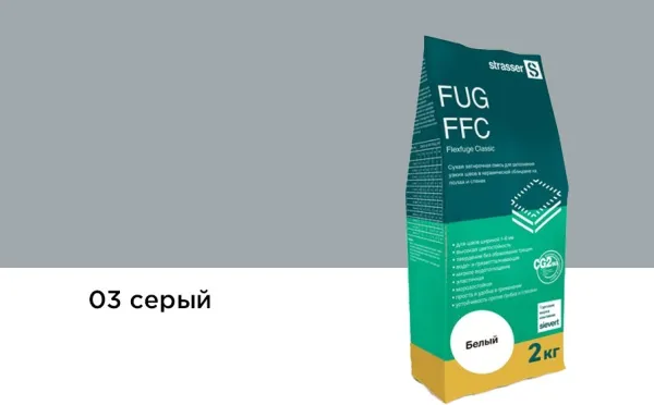Сухая затирочная смесь strasser FUG FFC для узких швов 03 серый, 2 кг